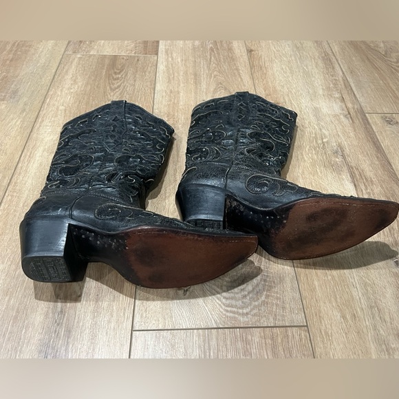 Corral Women’s Black Western Leather Boots with Sequin Inlay size 7 - Picture 4 of 11